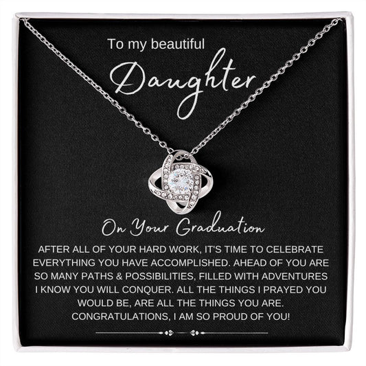 To My Beautiful Daughter | Graduation - Love Knot Necklace