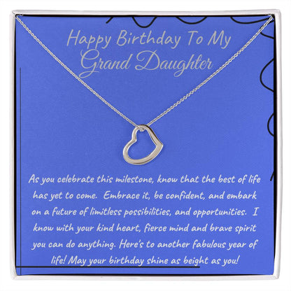 Happy Birthday To My Grand Daughter | Delicate Heart Necklace